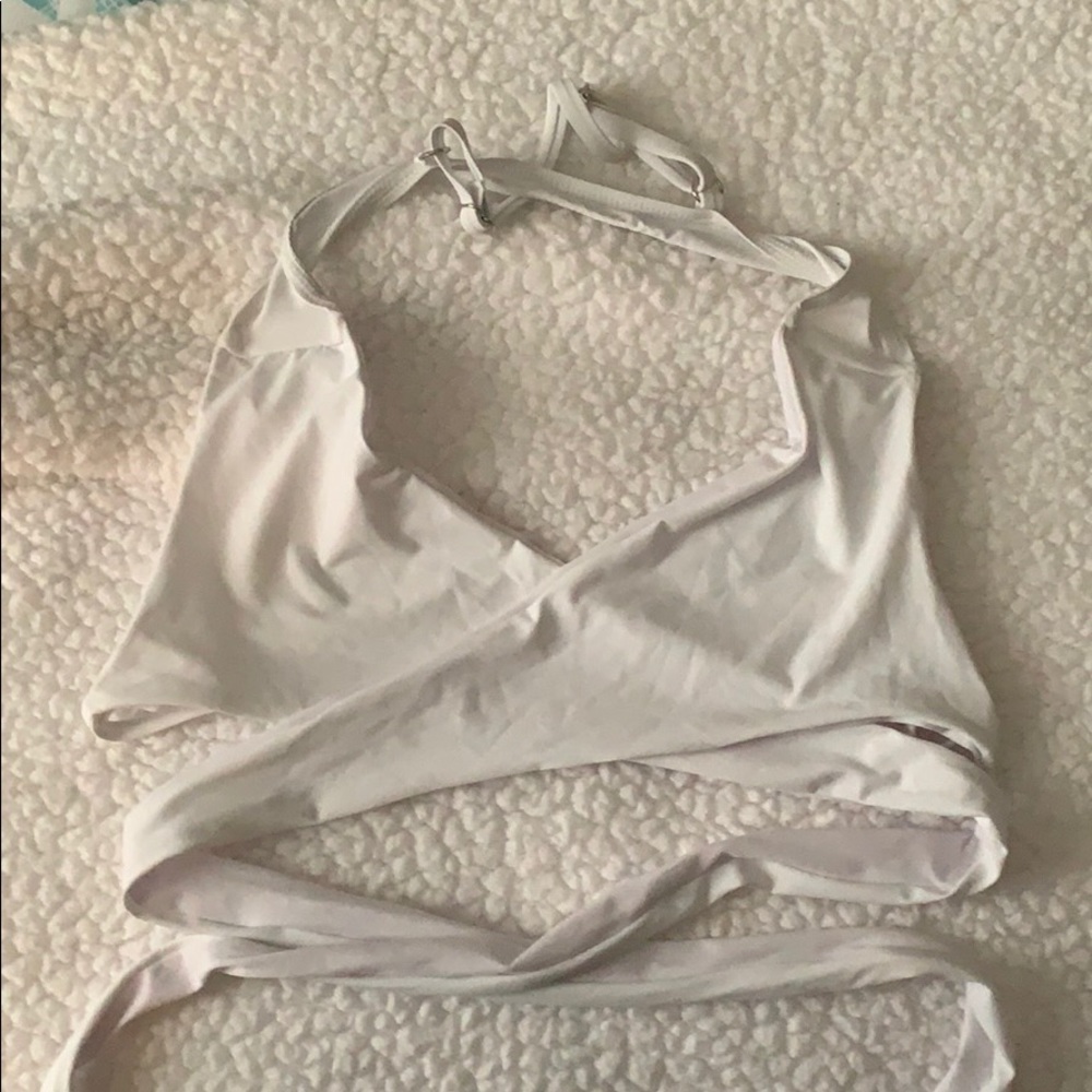 white wrap bikini top